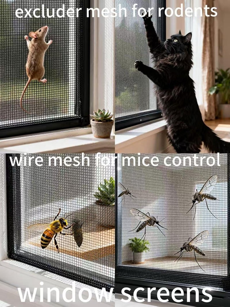 MSJSZP 22 Mesh Black Stainless Steel Window Screen, 3.28ft x 9.84ft (1m x 3m), Electrostatic Powder Coated, Rust & Pet Proof, Mosquito Insect Screen for Windows Doors Patios, Easy Cut & DIY Installation - Image 5